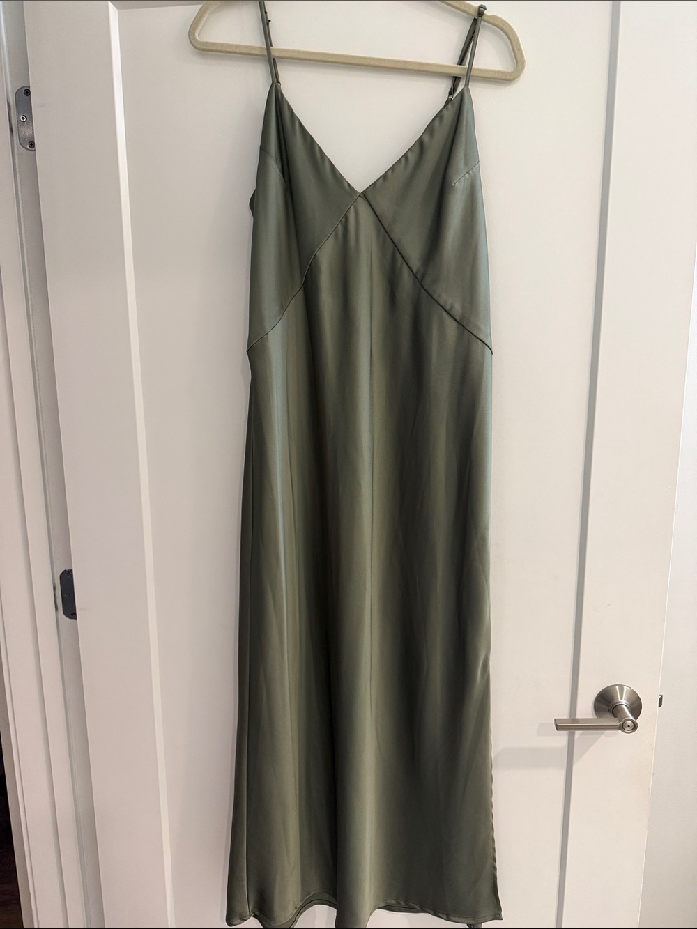 A New Day Olive Green Slip Satin Dress